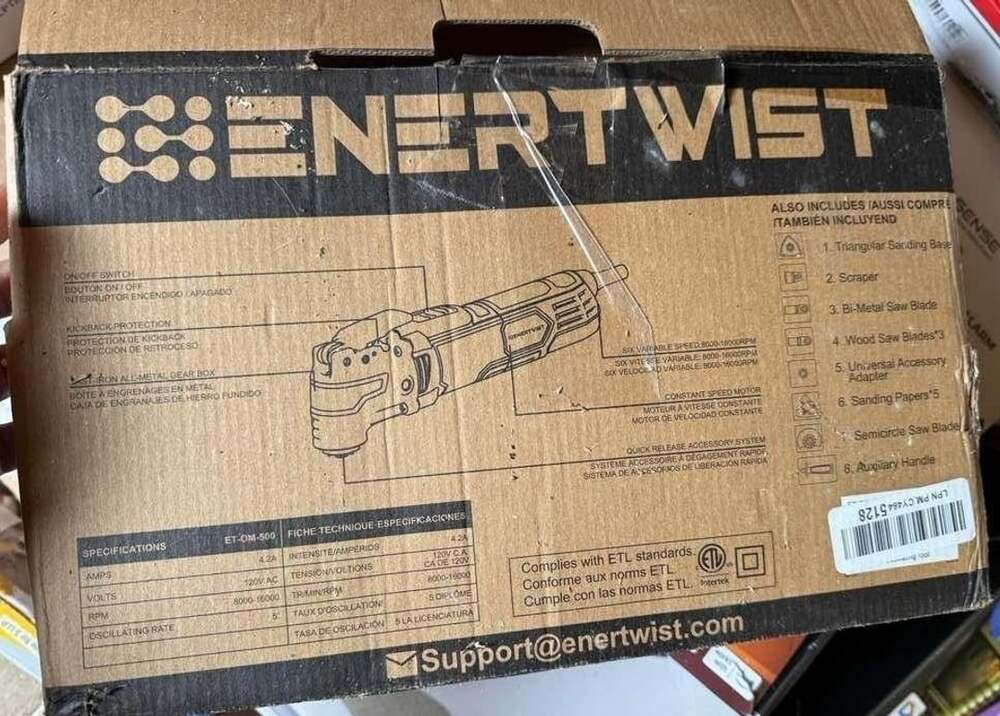 Enertwist Et-Om-500 Oscillating Multi-Tool Kit New